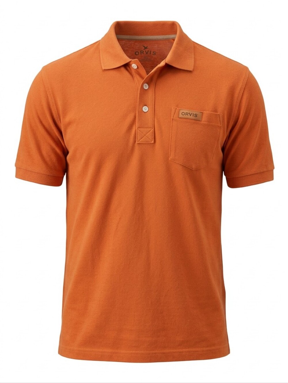 Vintage Orvis Polo Shirt Mens Medium Orange Short Sleeve Golf Outdoor Fisherman